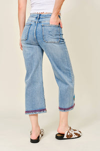 Jeans| Horse| embroidered Cropped Denim