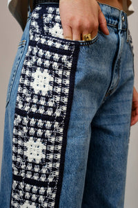 Blue Jeans| Washed Side Crochet Denim