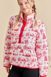 Jacket| Christmas Toile Printed |Quilted Jacket