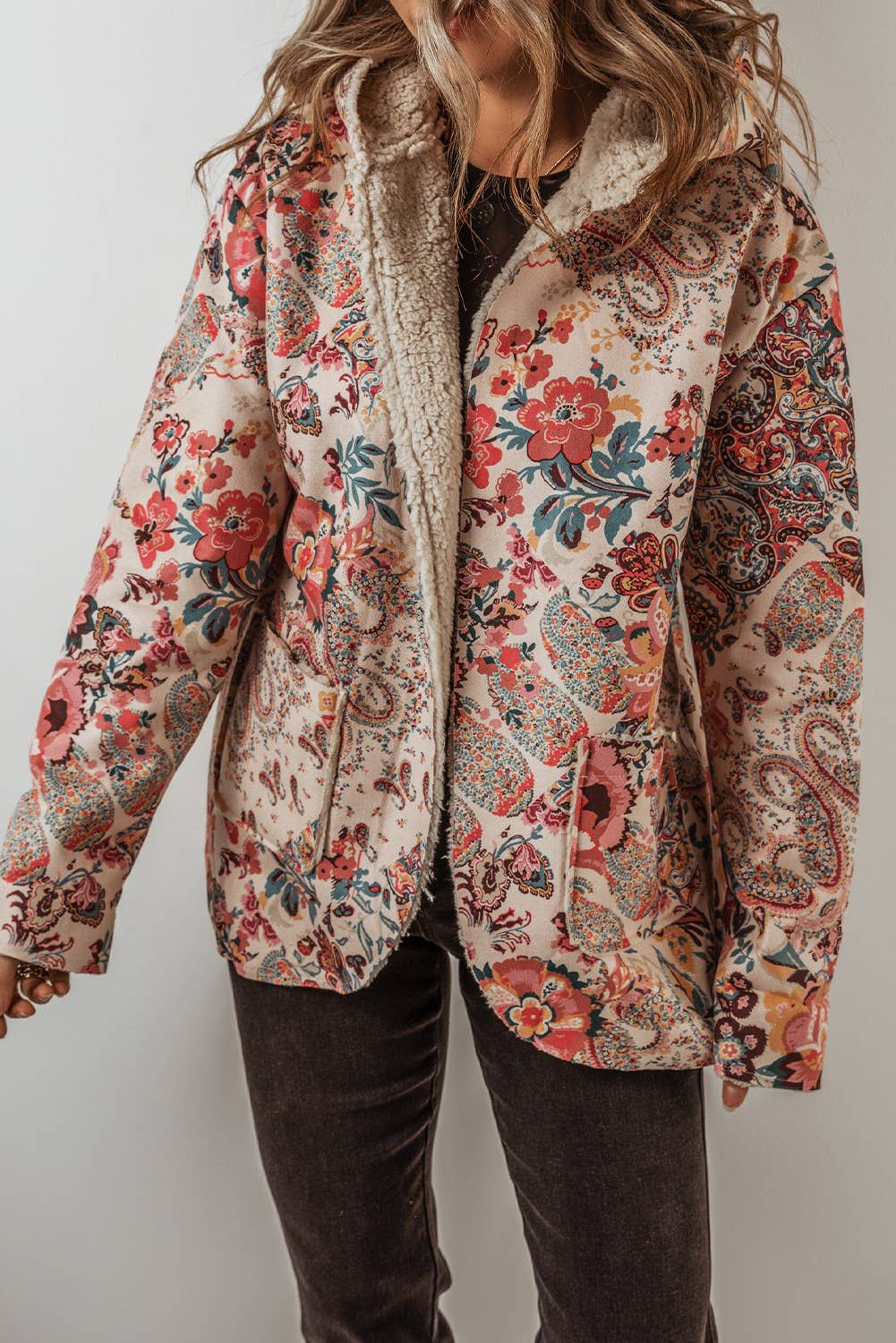 Ladies | Paisley | Floral | Sherpa | Jacket