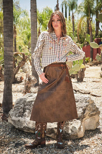 Ladies|Gingham |Embroidered |Western Snap |Blouse