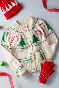 Sweater| Holiday Candy Cane Knit Cardigan