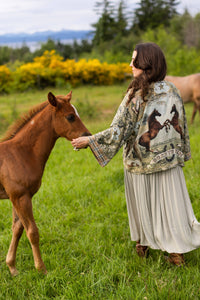 Kimono |Market of Stars |Born to Run Pixie Duster Crop Kimono w/ Horse & Flower Print