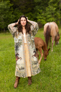 Kimono |Market of Stars |Born to Run Opera Duster Kimono Robe w/ Horse & Flower Print