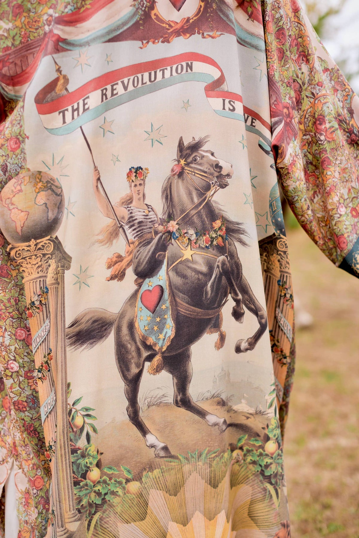 Kimono | Love Revolution Opera Duster Kimono Robe w/ horse & florals