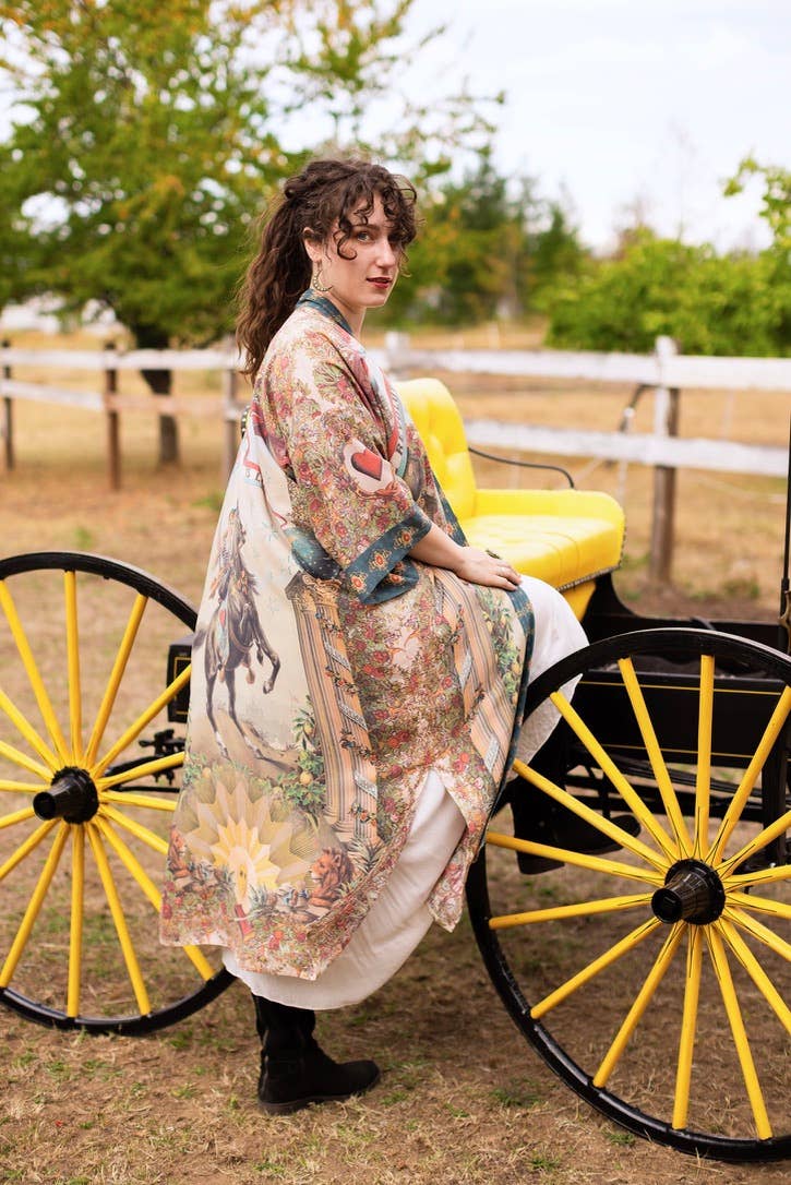 Kimono | Love Revolution Opera Duster Kimono Robe w/ horse & florals