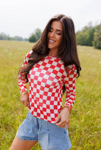 Mesh Top | Red Checkerboard | Mesh Top