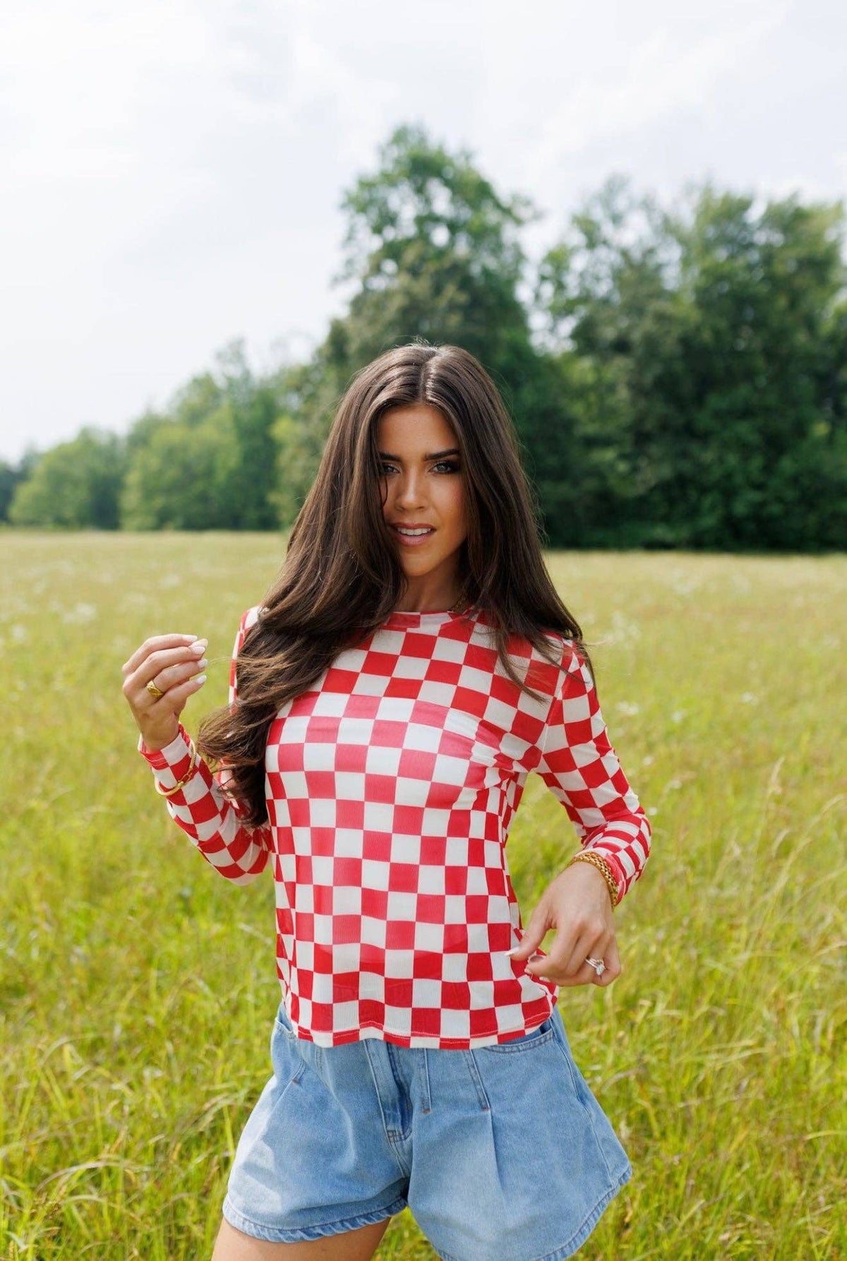 Mesh Top | Red Checkerboard | Mesh Top
