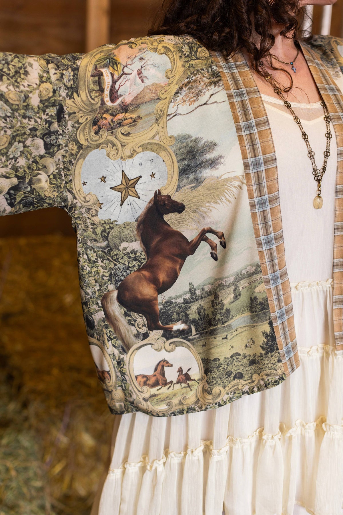 Kimono |Market of Stars |Born to Run Pixie Duster Crop Kimono w/ Horse & Flower Print