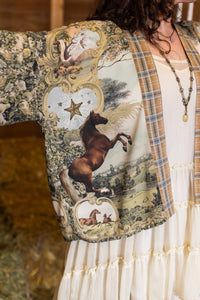 Kimono |Market of Stars |Born to Run Pixie Duster Crop Kimono w/ Horse & Flower Print
