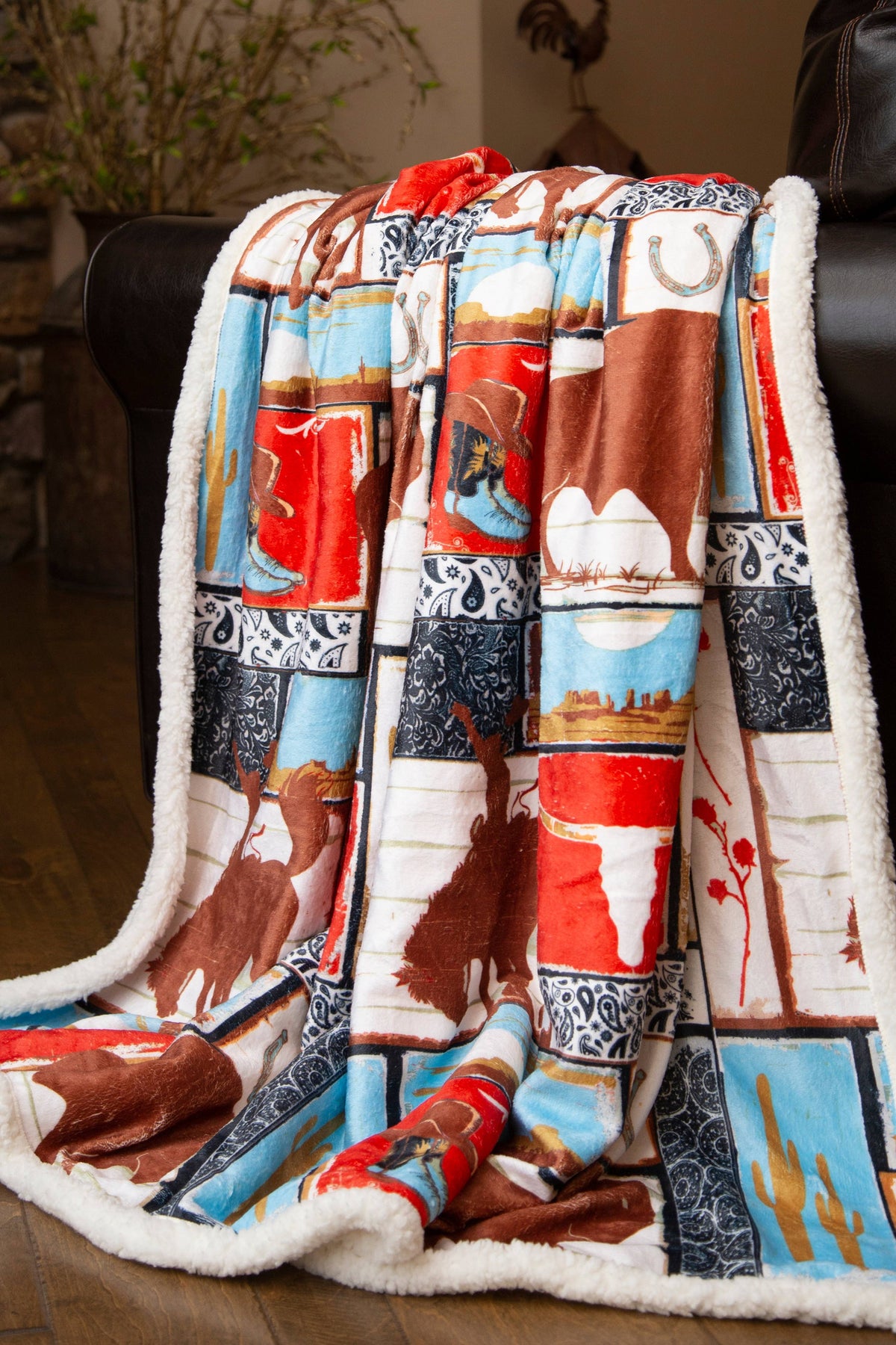 Wrangler® | Vintage | Western |  Plush |Sherpa Throw