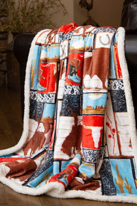 Wrangler® | Vintage | Western |  Plush |Sherpa Throw