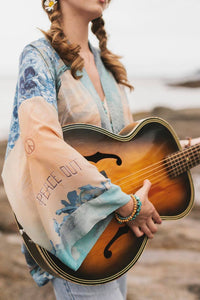 Kimono |Peace Out Cropped |Kimono Pixie Duster with Doves and Sunrise