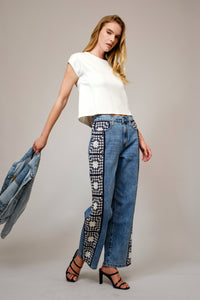 Blue Jeans| Washed Side Crochet Denim