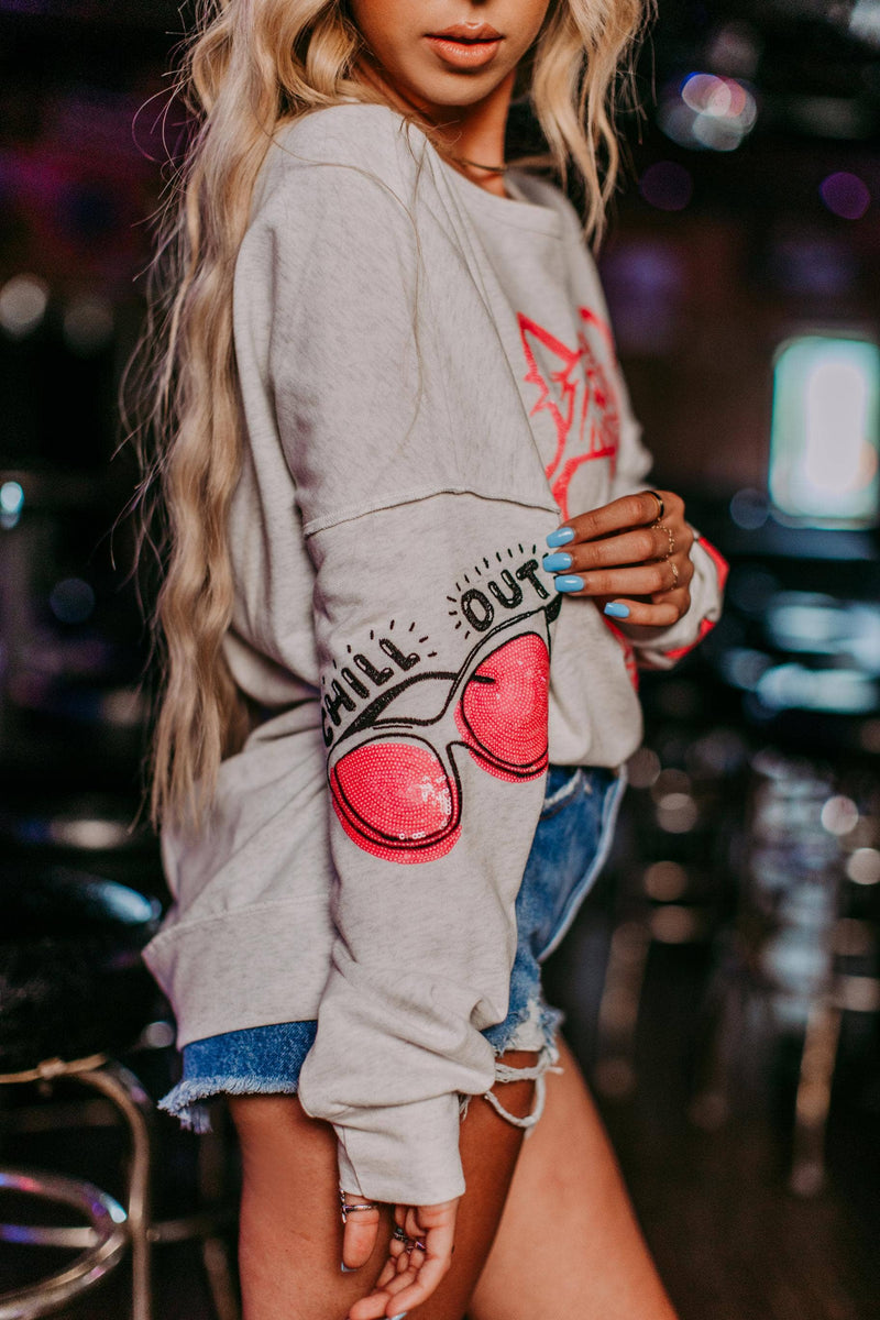 Ladies | Chill out tiger | Sequins | Embroidery | Sweatshirt