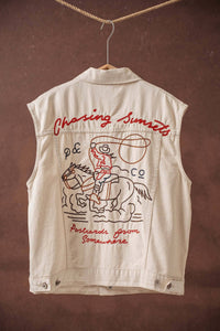Ladies Vest | Denim | Western | Embroidered