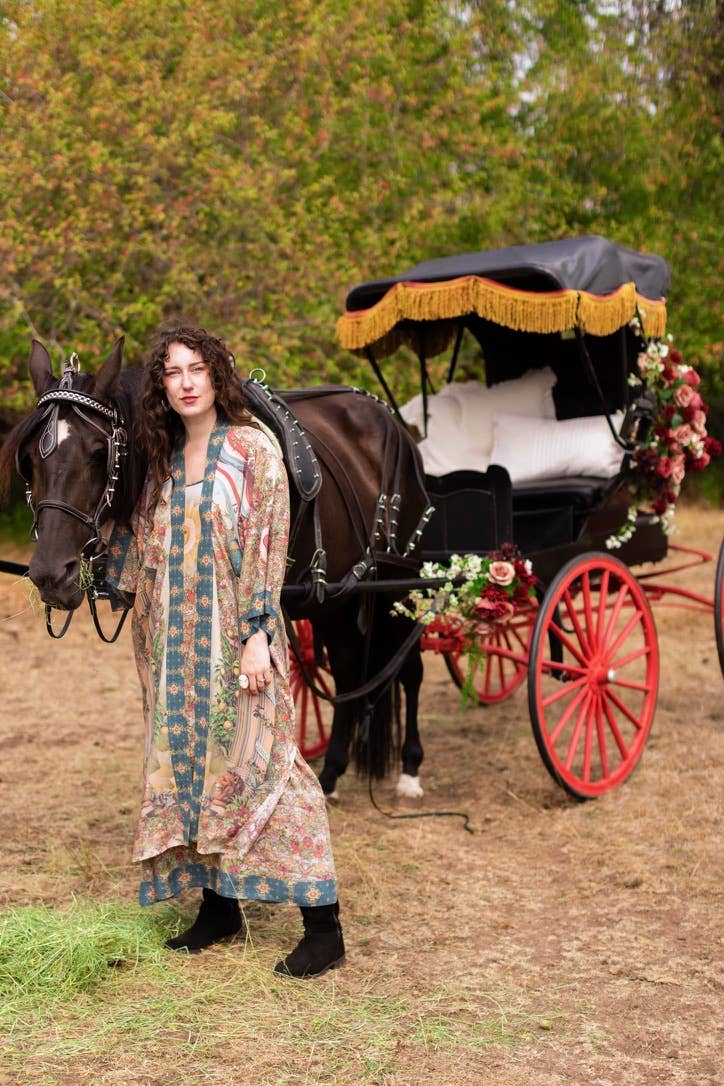 Kimono | Love Revolution Opera Duster Kimono Robe w/ horse & florals