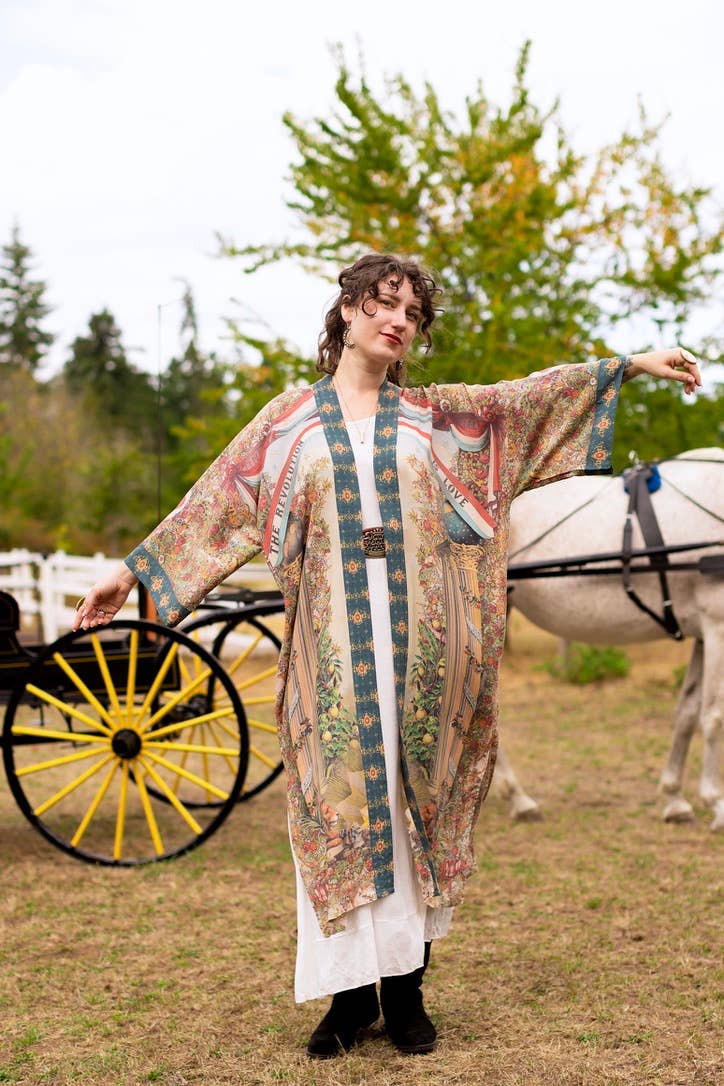 Kimono | Love Revolution Opera Duster Kimono Robe w/ horse & florals
