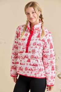 Jacket| Christmas Toile Printed |Quilted Jacket