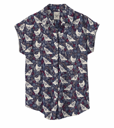 Blouse| The Star-Spangled Hen| Camp Shirt
