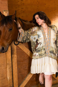 Kimono |Market of Stars |Born to Run Pixie Duster Crop Kimono w/ Horse & Flower Print