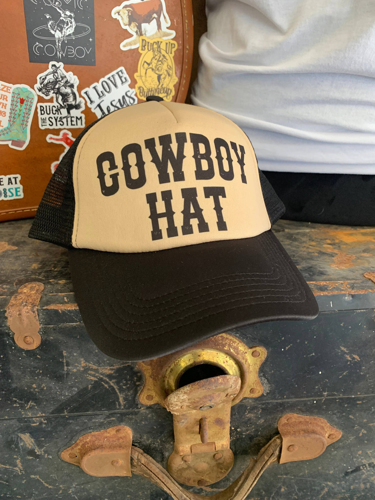 Ball Cap |Cowboy Hat black & TAN foam trucker hat