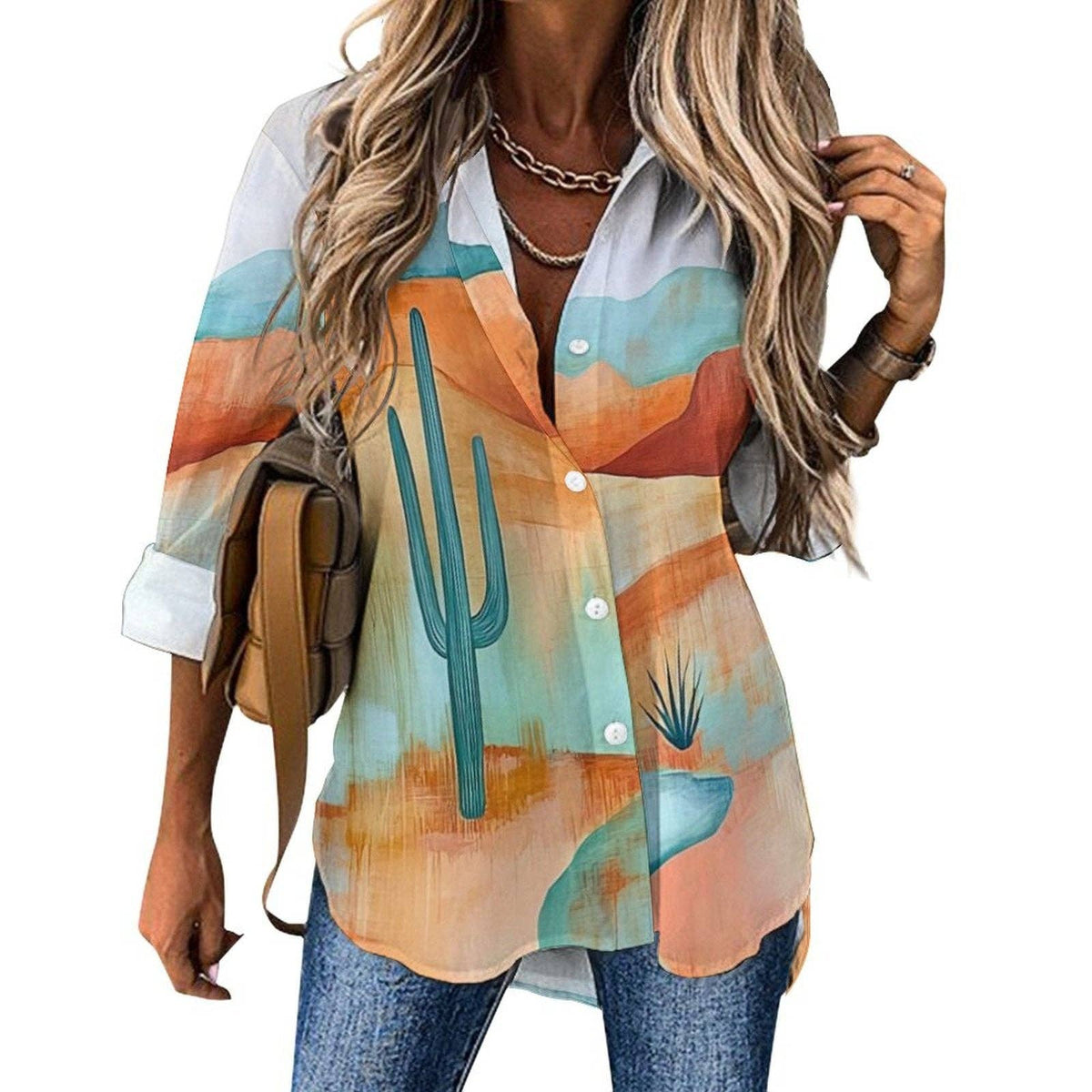 Blouse| BAHA RANCH |Colores de Mexico |Turquoise |Desert |Button Up