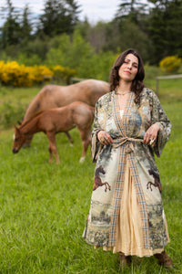 Kimono |Market of Stars |Born to Run Opera Duster Kimono Robe w/ Horse & Flower Print