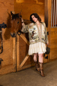Kimono |Market of Stars |Born to Run Pixie Duster Crop Kimono w/ Horse & Flower Print