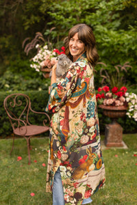 Kimono |Market of Stars| Stay Gold Opera Duster Kimono Robe w/ Rabbits Flowers & Bees