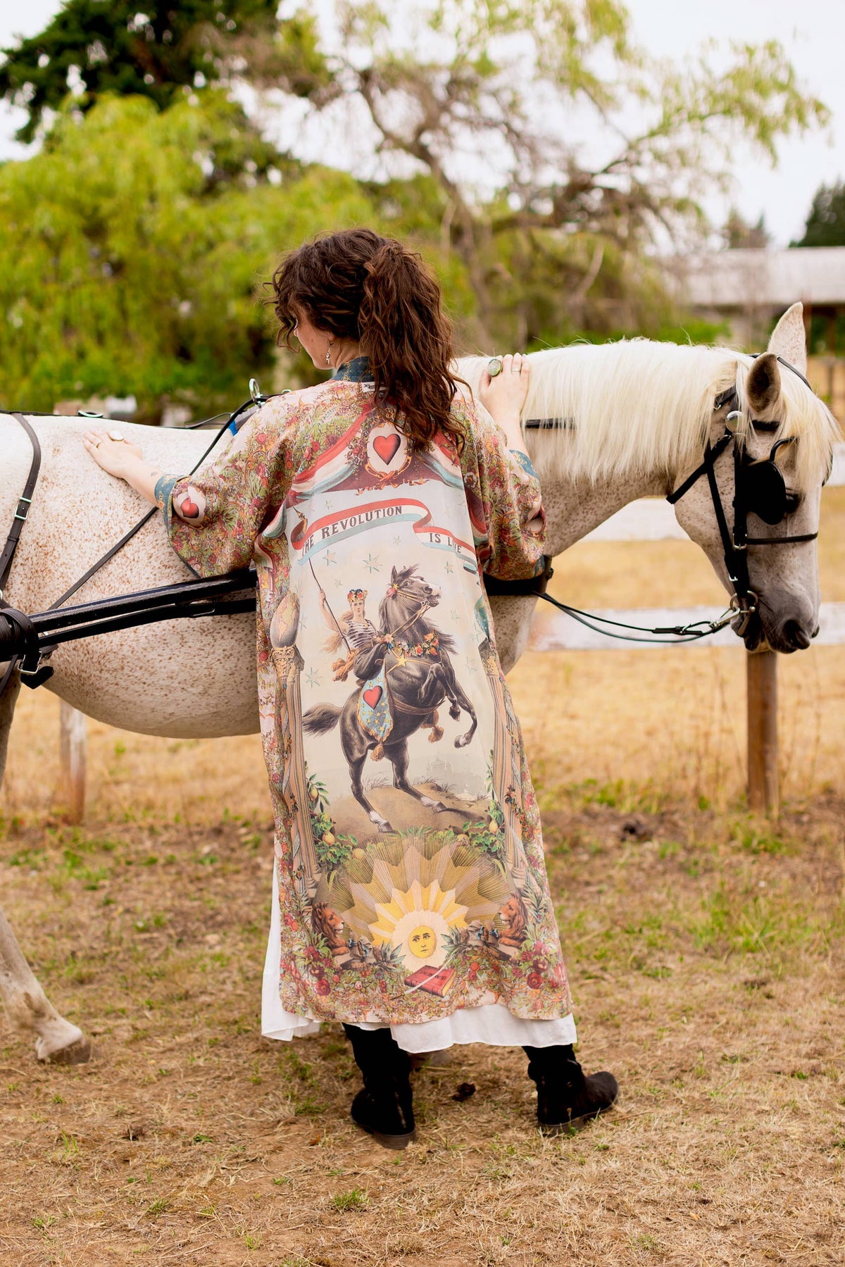 Kimono | Love Revolution Opera Duster Kimono Robe w/ horse & florals