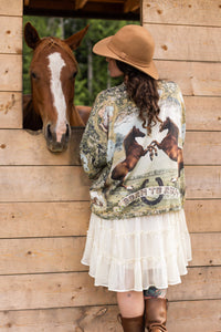 Kimono |Market of Stars |Born to Run Pixie Duster Crop Kimono w/ Horse & Flower Print