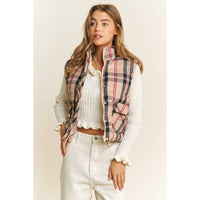 Vest | CROP| PLAID |HIGH NECK |PUFFER VEST