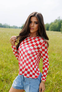 Mesh Top | Red Checkerboard | Mesh Top