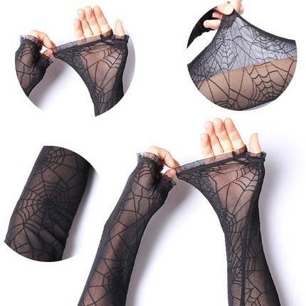 Gloves|Halloween |Gothic |Spider Web Pattern